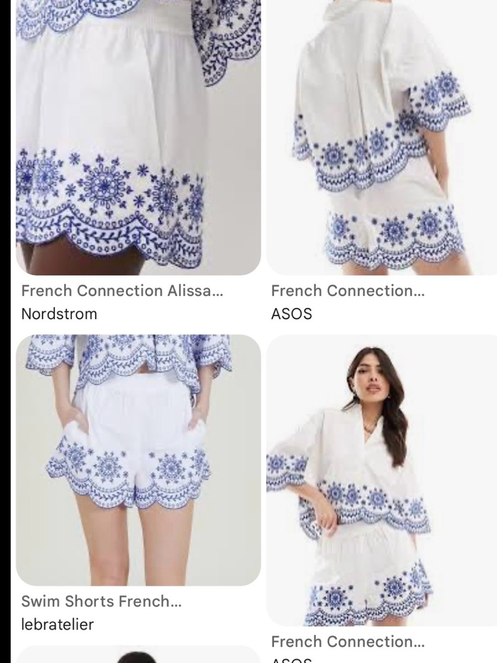 French Connection White Coverup Set with Blue Embroidery - Picture 2 of 2